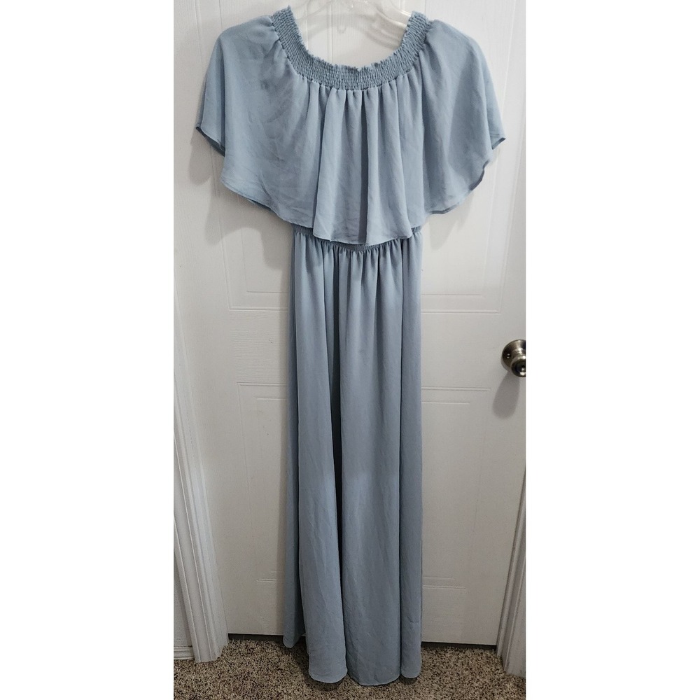 NEW Show Me Your Mumu Hacienda Off the‎ Shoulder Maxi Dress Blue REG $148 Small